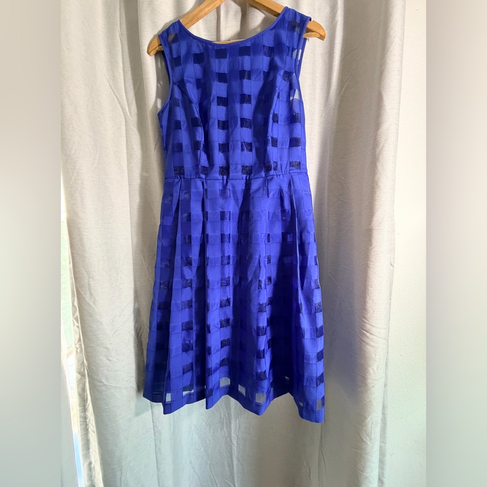 Ellen Tracy Royal Blue Sleeveless Fit-and-Flare Dress - Picture 3 of 12